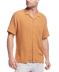 Weatherproof Vintage Men's Airtex Regular-Fit Textured Button-Down Camp Shirt