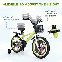 Kids Adjustable Bike with Detachable Training Wheels Safe and Fun Bicycle for Ages 4-8 Years Old
