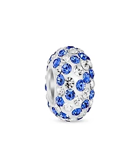 Bling Jewelry Solid Stripe Color Pave Crystal Spacer Bead Charm .925 Sterling Silver Core