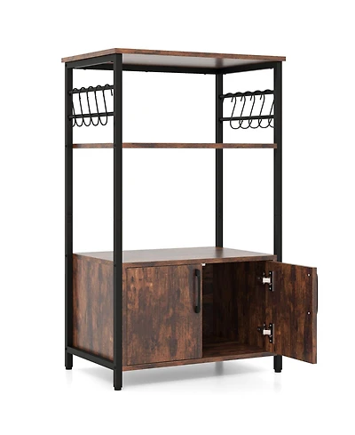 3-Level Kitchen Rack with Cabinet and Shelves for Microwave and Cookware