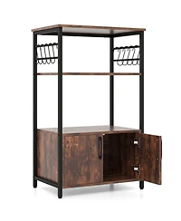 3-Level Kitchen Rack with Cabinet and Shelves for Microwave and Cookware
