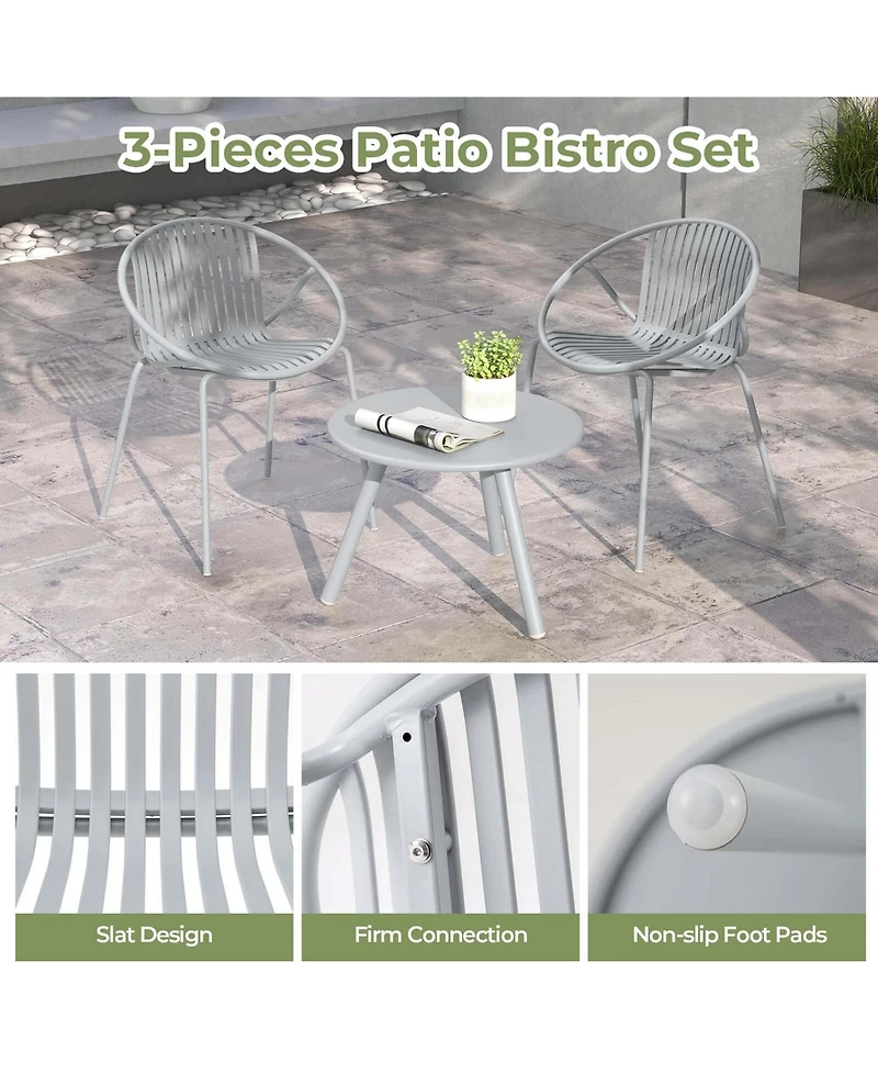 3 Pieces Bistro Set All Weather Pp Patio Conversation with Round Coffee table