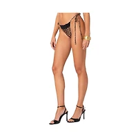 Women's Lacey Leopard string bikini bottom