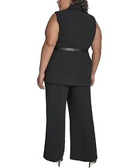 Dkny Plus Belted Notched-Collar Crepe Vest