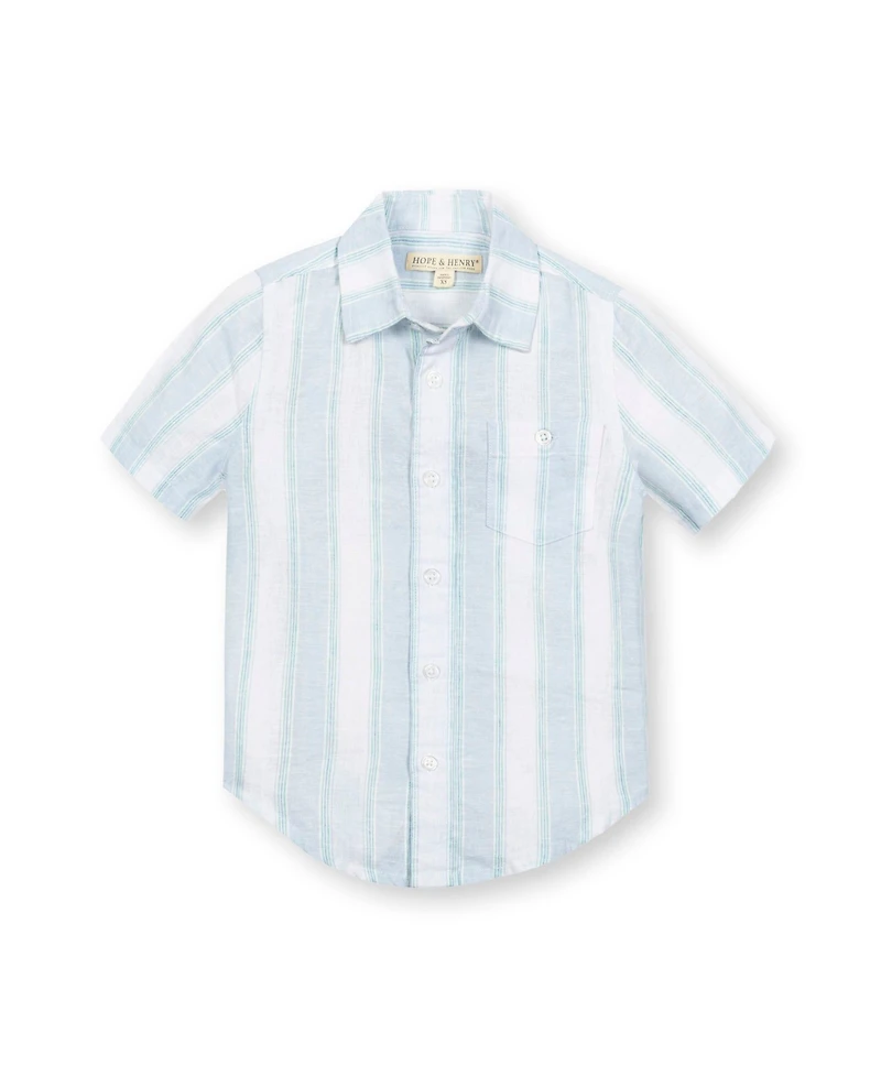 Hope & Henry Boys Linen Short Sleeve Button Down Shirt