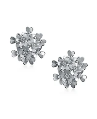 Bling Jewelry Bouquet Of Flower Cubic Zirconia Floral Cz Button Style Clip On Earrings Rose Gold Plated