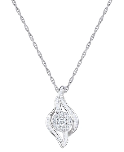Diamond Swirl Pendant Necklace (1/2 ct. t.w.) in 10k White Gold