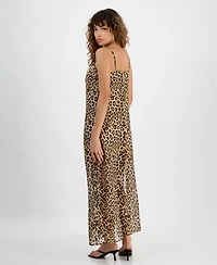 Bar Iii Women's Printed Mesh Overlay Maxi Dress, Exclusively at Macy's