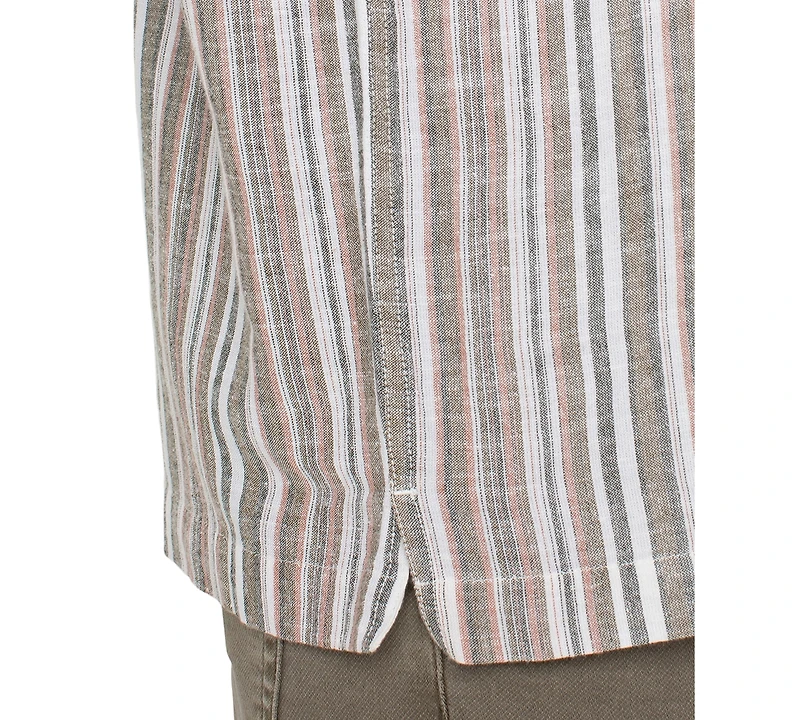 Liverpool Los Angeles Men's Relaxed Fit Short Sleeve Striped Button-Front Shirt
