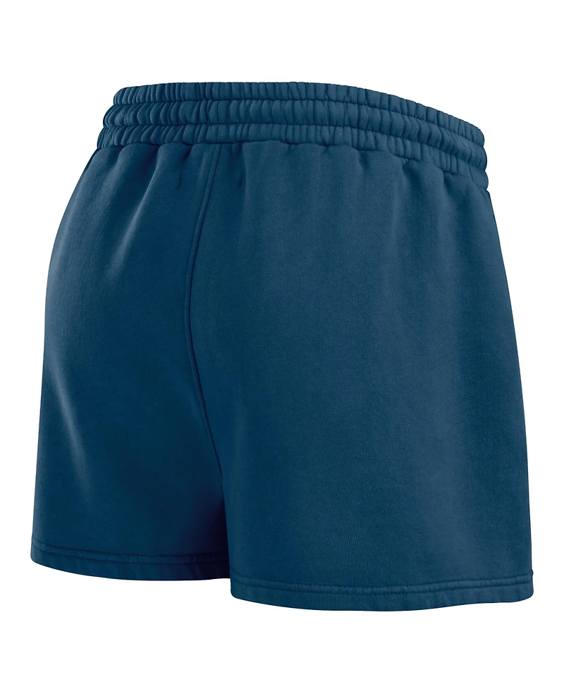 Wear by Erin Andrews Women's Navy Atlanta Braves Washed Fleece Sweatshirt Shorts Lounge Set