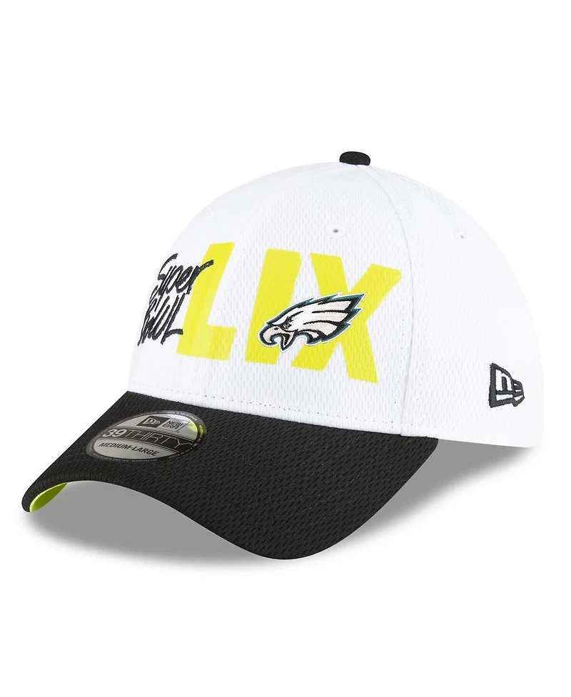 New Era Men's White/Black Philadelphia Eagles Super Bowl Lix 39THIRTY Flex Hat