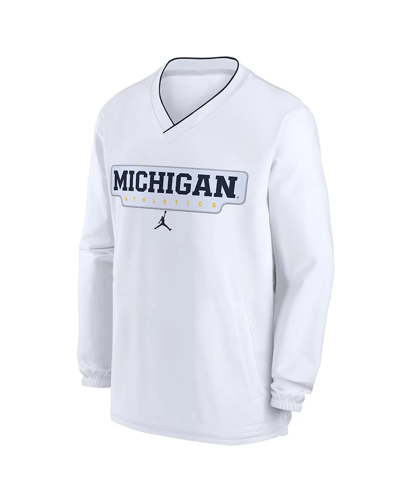 Jordan Men's White Michigan Wolverines 2024 Sideline Pullover Windshirt