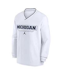 Jordan Men's White Michigan Wolverines 2024 Sideline Pullover Windshirt