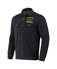 Fanatics Men's Black Milwaukee Brewers Ringstop Full-Snap Shacket
