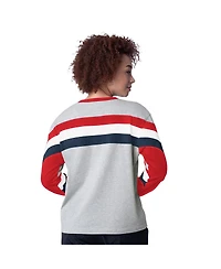 Starter Women's Heather Gray Boston Red Sox Triple A Fashion Color Block Long Sleeve Top