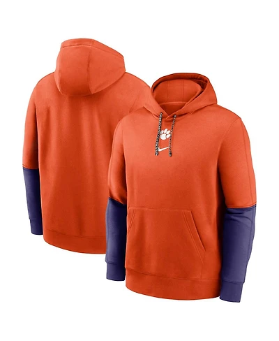 Nike Men's Orange/Purple Clemson Tigers 2024 Sideline Club Pullover Hoodie