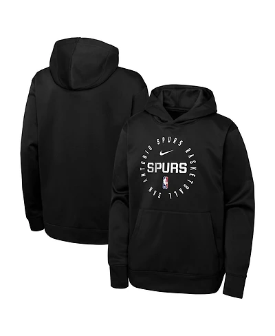 Nike Big Boys and Girls Black San Antonio Spurs Performance Practice Spotlight Pullover Hoodie