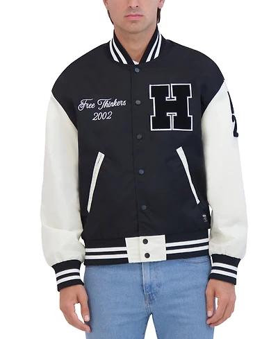 Hudson Men's Lightweight Satin Nylon Varsity Jacket