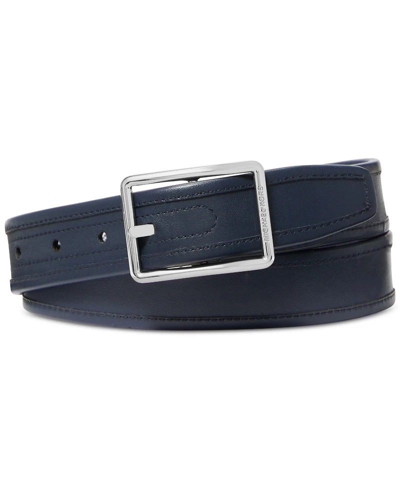 Michael Kors Men's Leather Reversible Mk Logo Swivel Belt