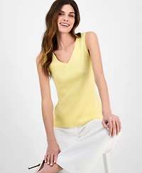 Tahari Asl Women's Fine-Rib Sleeveless V-Neck Sweater