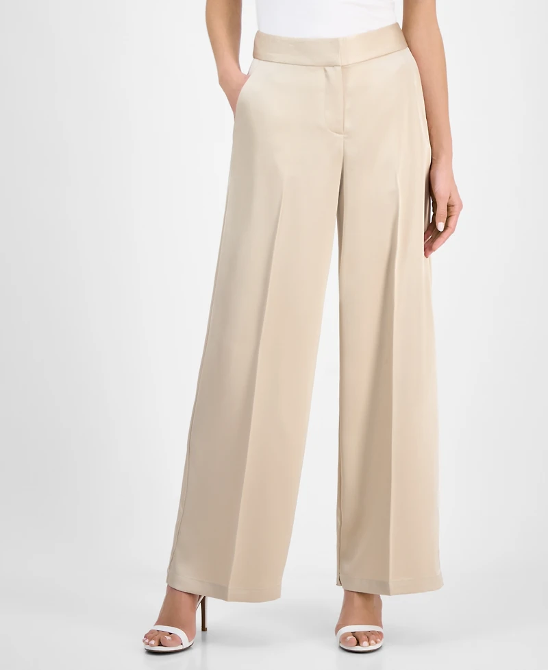 Tahari Asl Women's Satin Mid-Rise Wide-Leg Pants