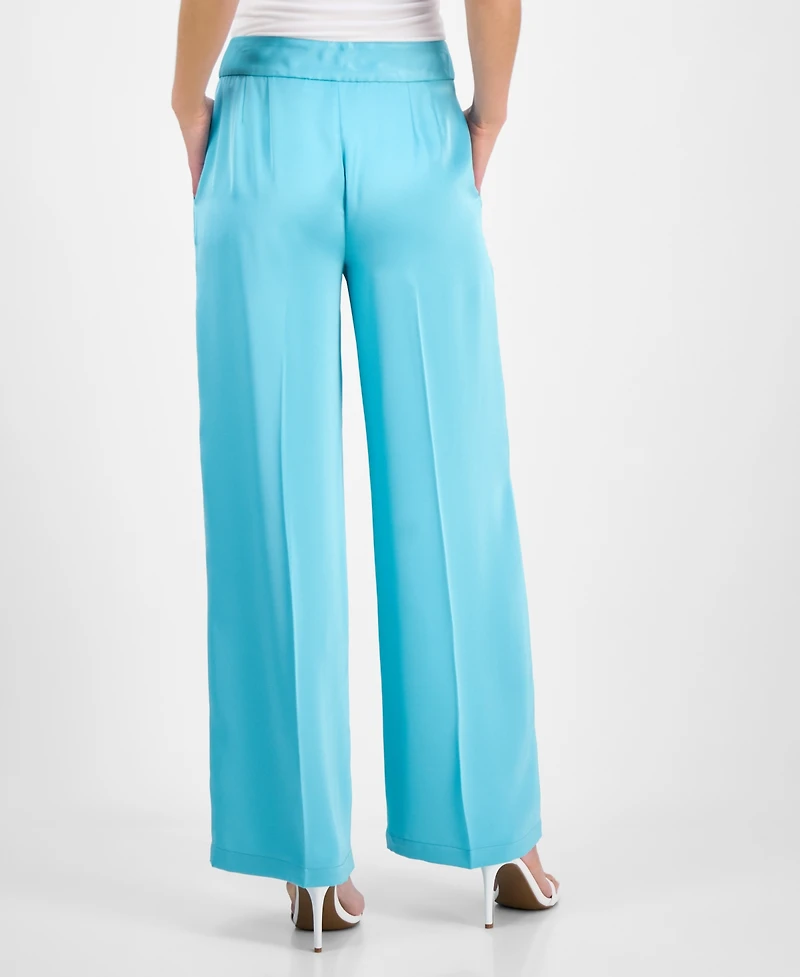 Tahari Asl Women's Satin Mid-Rise Wide-Leg Pants
