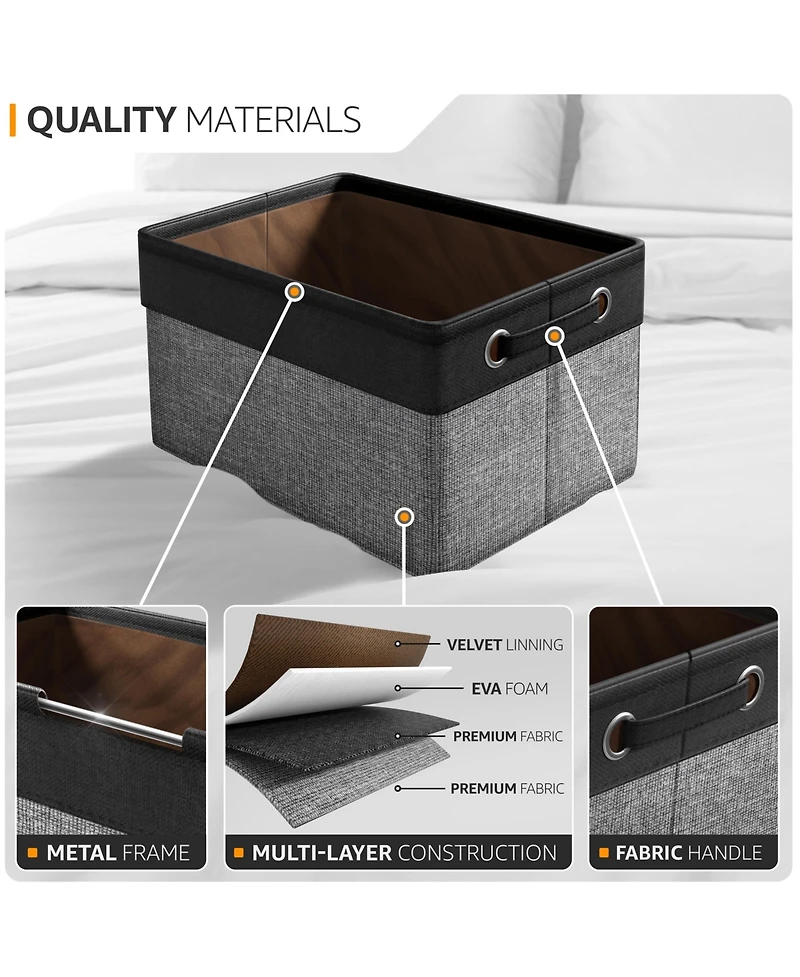 Sorbus 3 Pack Large Sturdy Foldable Fabric Storage Bins with Handles - Lightweight and durable