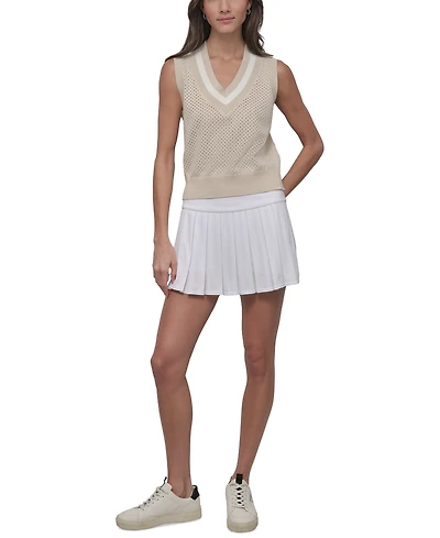 Dkny Sport Women's Open-Knit Sleeveless V-Neck Sweater