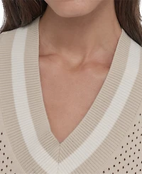 Dkny Sport Women's Open-Knit Sleeveless V-Neck Sweater