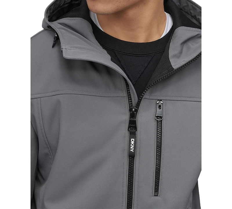 Dkny Men's Zip-Front Hooded Logo Jacket