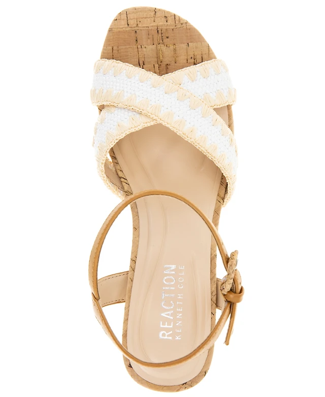 Kenneth Cole REACTION Sandali Con Zeppa Donna – Viber, Rafia Rossa, Tacco Basso, Taglia 37 EU