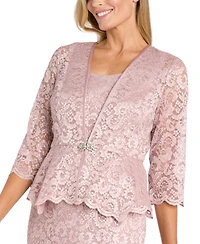 R & M Richards Women's Glitter Lace Gown Jacket