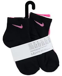 Nike Little Girls Metallic Swoosh Quarter Socks, Pack of 6
