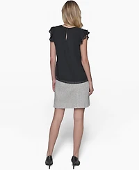 Karl Lagerfeld Paris Women's Flutter-Sleeve Blouse