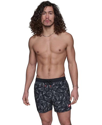 Karl Lagerfeld Paris Men's Regular-Fit Quick-Dry 5" Swim Trunks with Boxer Brief Liner