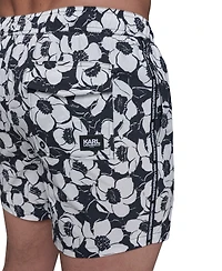 Karl Lagerfeld Paris Men's Regular-Fit Quick-Dry Floral 5" Swim Trunks