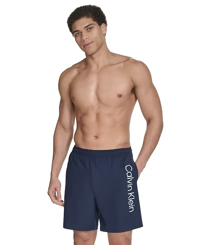 Calvin Klein Men's Regular-Fit Quick-Dry 5" Swim Trunks with Compression Short Liner