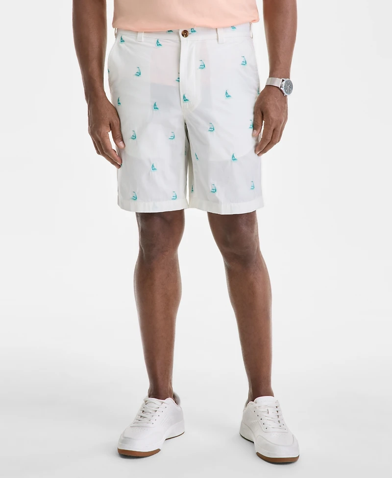 Club Room Men's Regular-Fit Sailboat Embroidered 9" Shorts, Exclusively at Macy's