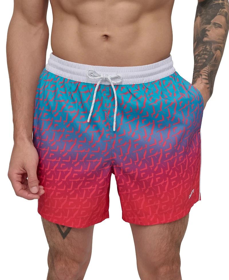 Dkny Men's Modern Euro Floral Print Performance 5" Volley Shorts