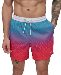 Dkny Men's Modern Euro Floral Print Performance 5" Volley Shorts