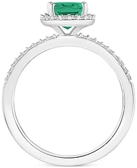 Lab-Created Emerald (1 ct. t.w.) & White Sapphire (1/5 Oval Halo Ring