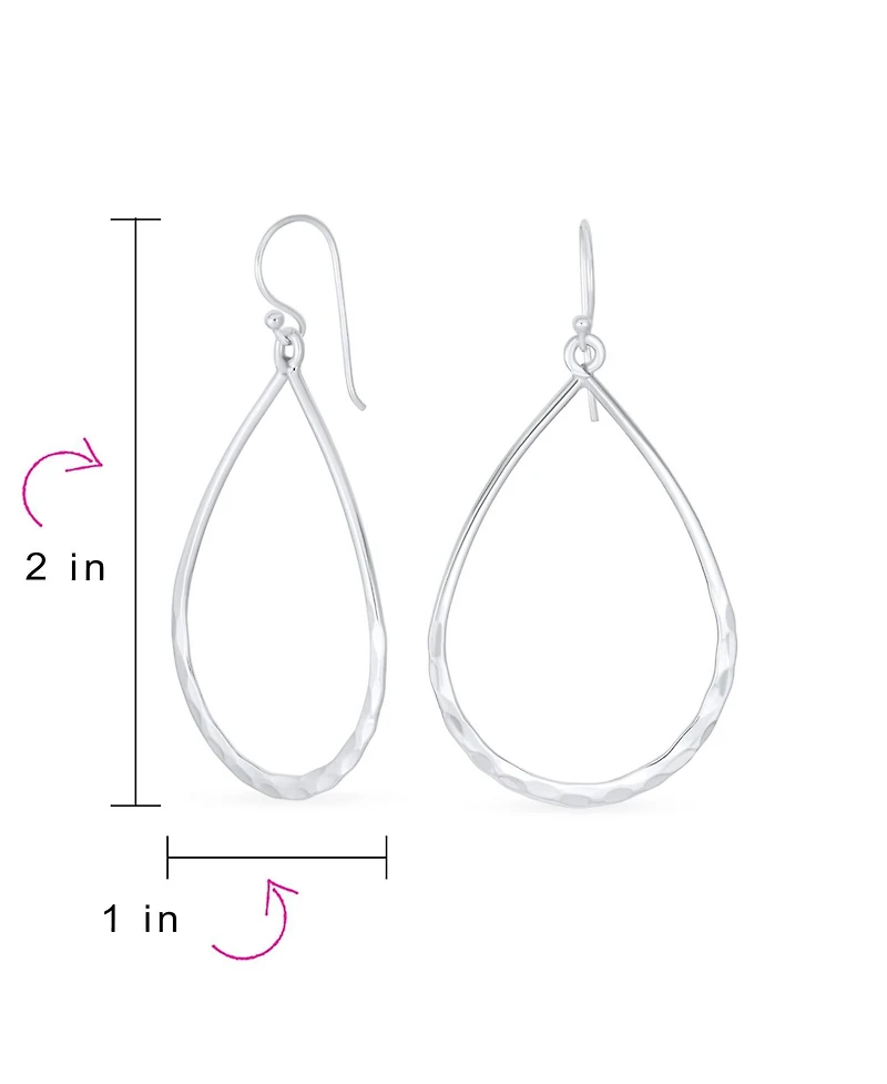 Bling Jewelry Pear Shaped Lightweight Hoop Huggie Earrings Sterling Silver 2 Inch