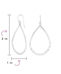 Bling Jewelry Pear Shaped Lightweight Hoop Huggie Earrings Sterling Silver 2 Inch