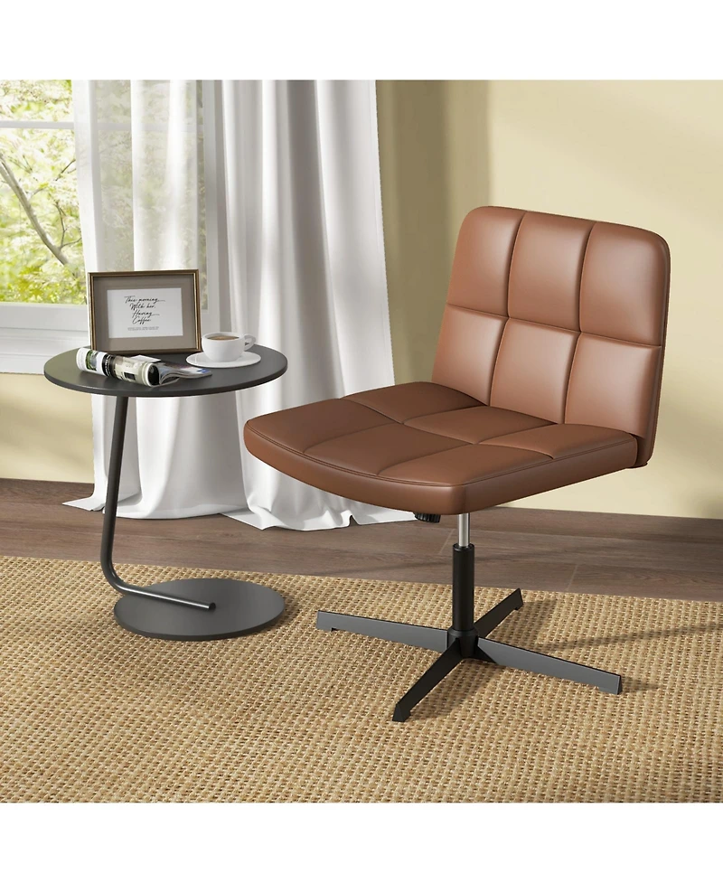 Upholstered Cross-Legged Office Chair with Oversized U-Shaped Seat Comfortable and Stylish Desk