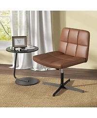Upholstered Cross-Legged Office Chair with Oversized U-Shaped Seat Comfortable and Stylish Desk
