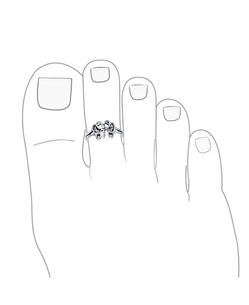 Bling Jewelry Butterfly Filigree Midi Toe Ring Oxidized Silver Sterling Band