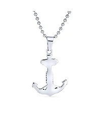 Bling Jewelry Nautical Anchor Pendant Necklace Black Oxidized Stainless Steel Chain