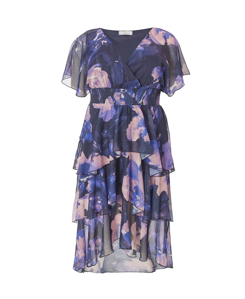 Quiz Plus Front Wrap Midi Dip Hem Dress