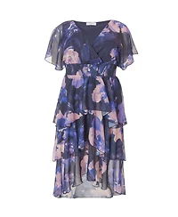 Quiz Plus Front Wrap Midi Dip Hem Dress