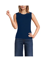 Lands' End Women's Fine Gauge Baby Cable Crew Neck Sleeveless Sweater - Set Top